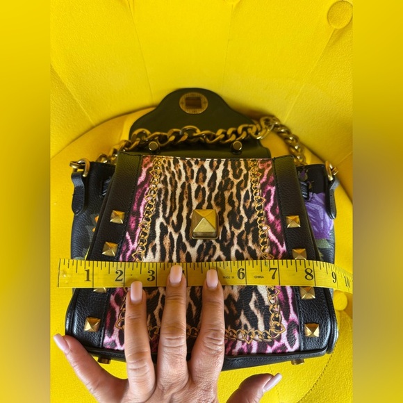 Betsey Johnson Leopard Floral Top Handle Satchel Crossbody, Black Multi - Picture 16 of 16